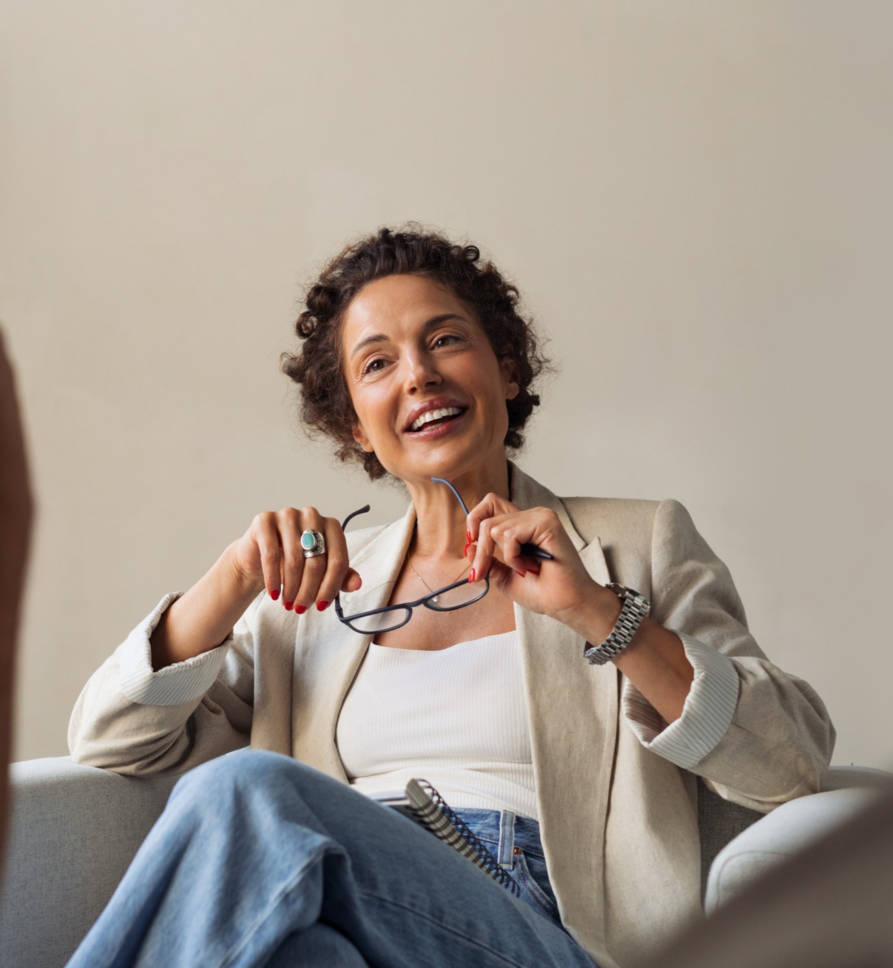 A clinician in conversation